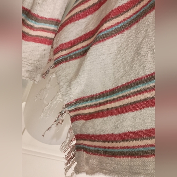 2/$30 AMERICAN RAG Knit Red White Fringe Western Striped Boho Cardigan(#1,105) - Picture 4 of 7